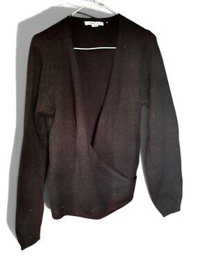 O'Neill Women's Black Surplice Wrap Front Knit Sweater Size M